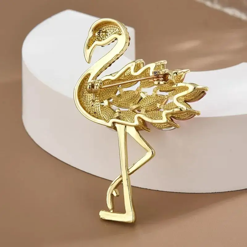 Rhinestone Flamingo Brooch