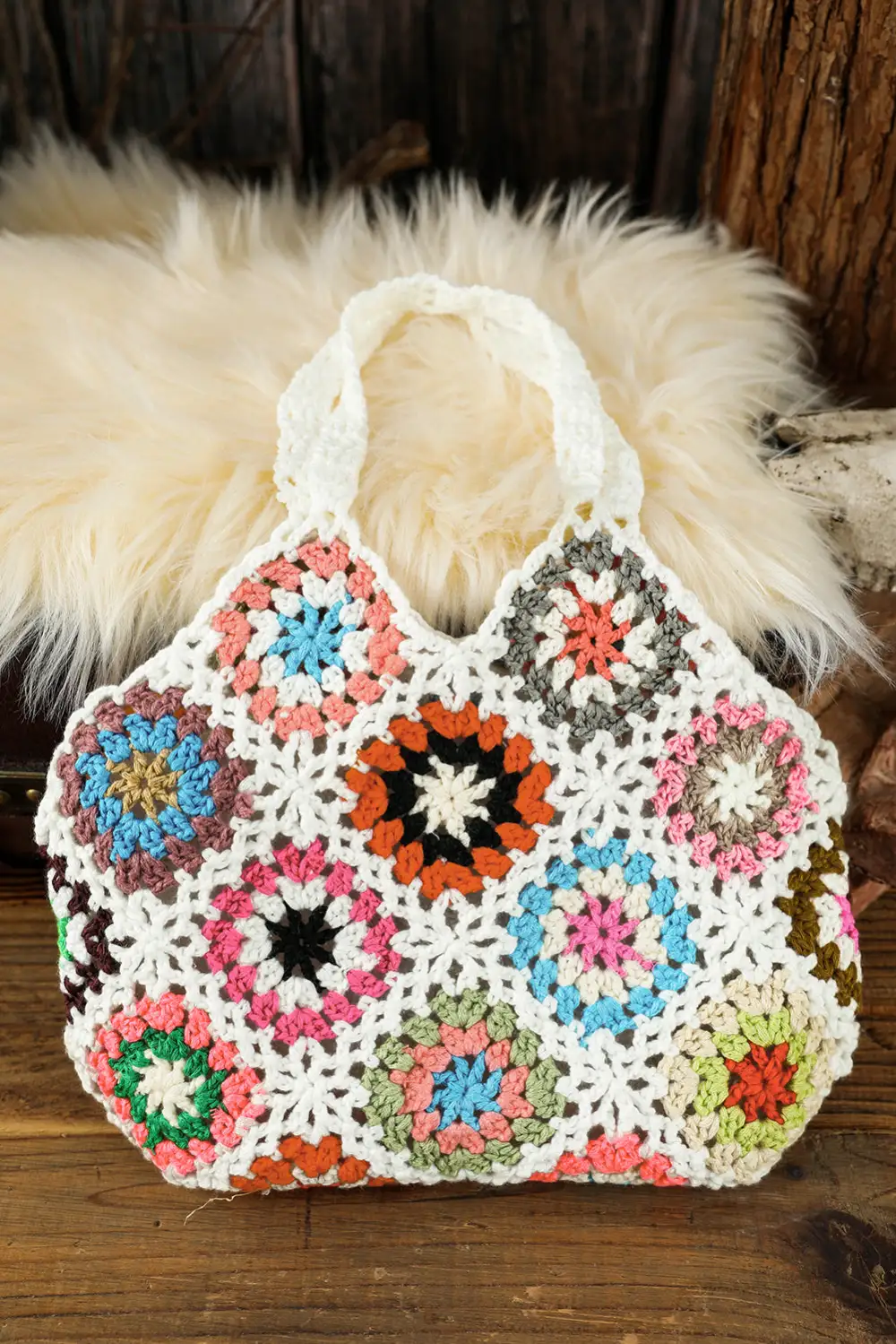 Random Boho Floral Crochet Retro Hollowed Bag Shoulder Bag