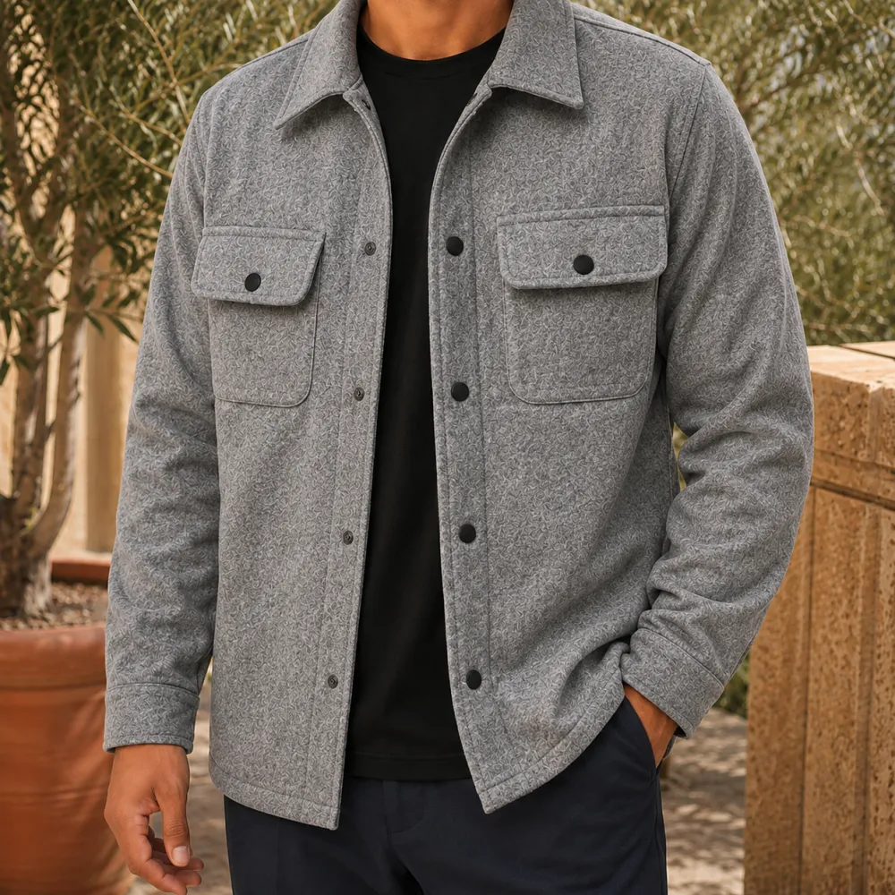 Utility Woven Snap-Front Jacket