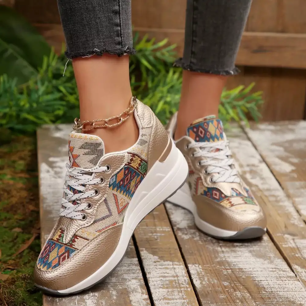 Modern Lace-Up Wedge Sneakers