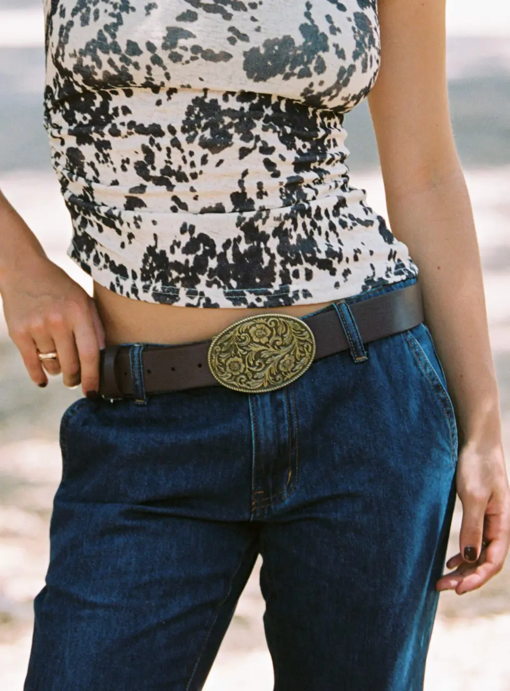 Buckle Faux Leather Weekend Belt