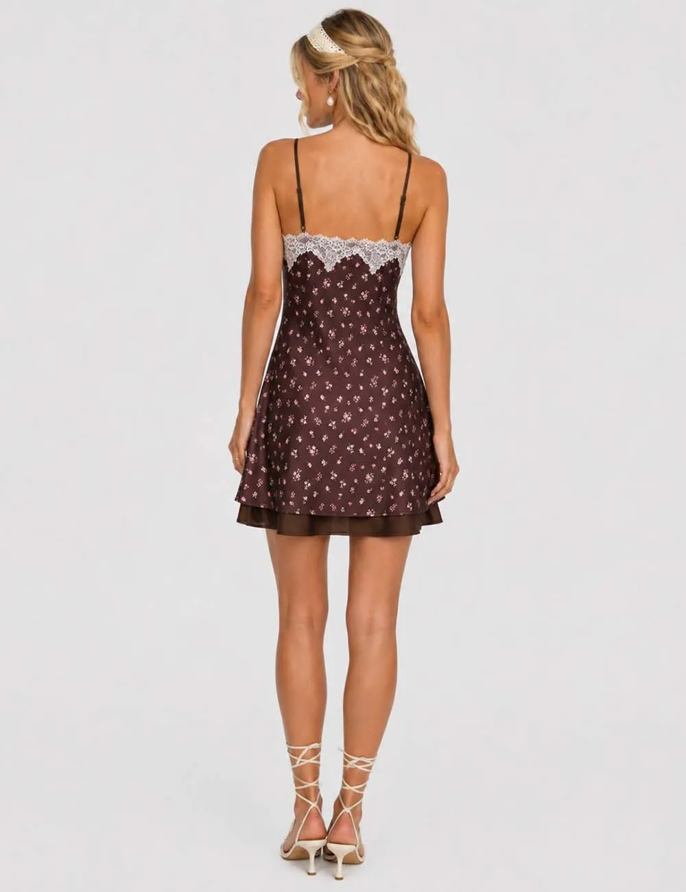 Reversible Lace Trim Spaghetti Strap Mini Dress