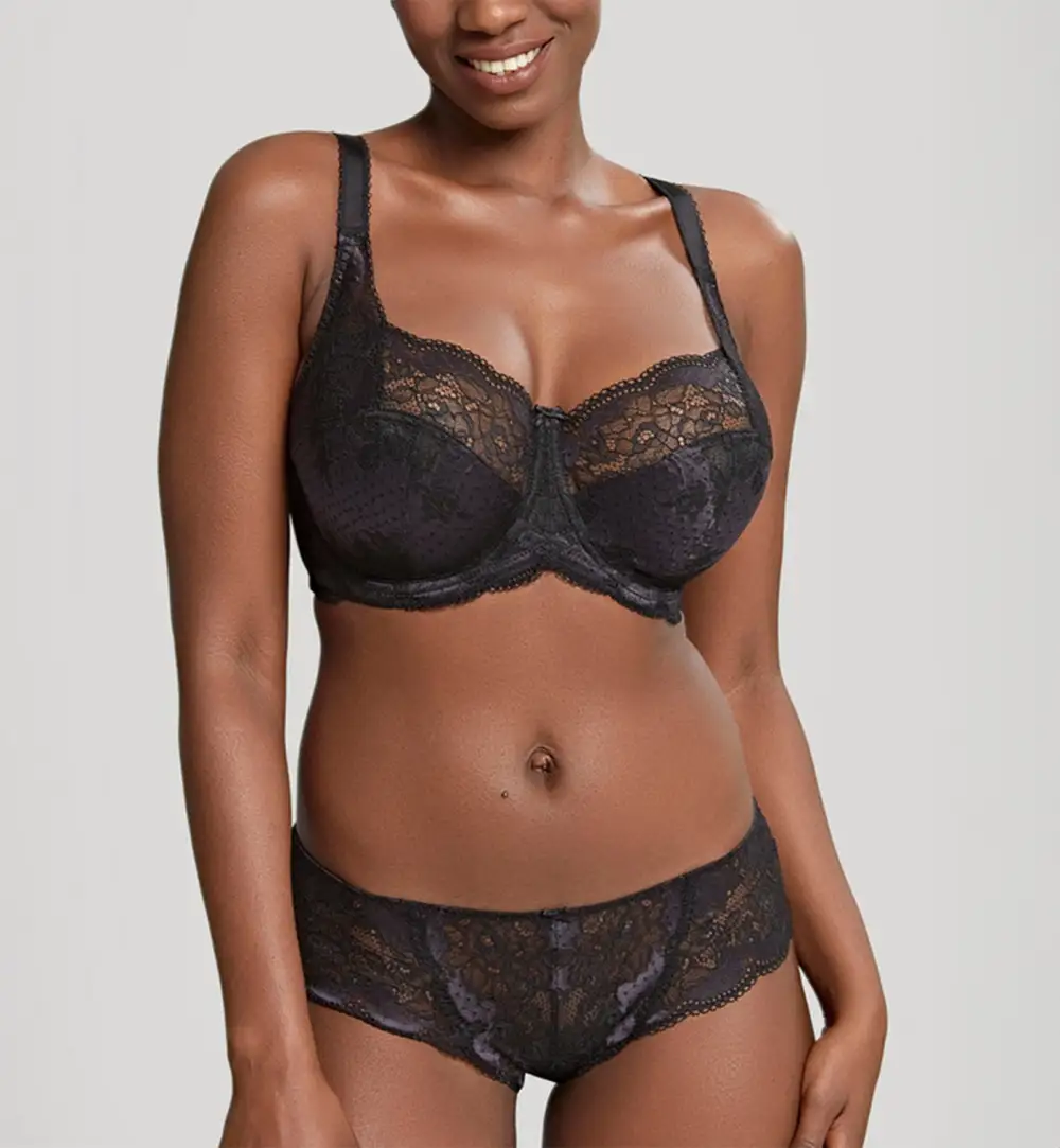 High-Waist Stretch-Lace Mesh Thong Panty