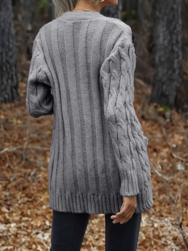 Cable-Knit Button-Down Cardigan