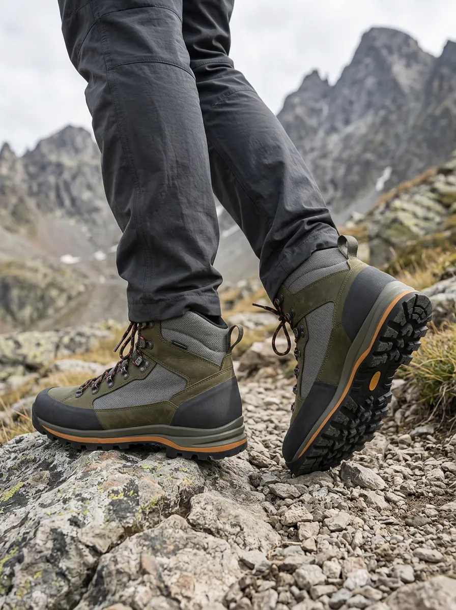 Men's Hiking Enthusiast Olive Green Waterproof Printed Boots