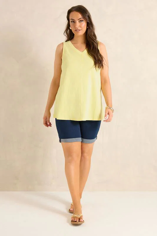 Yellow Premium Cotton Vest Top detail 1