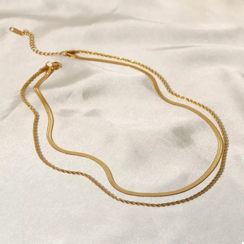 18K Gold-plated Stainless Steel Layered Necklace