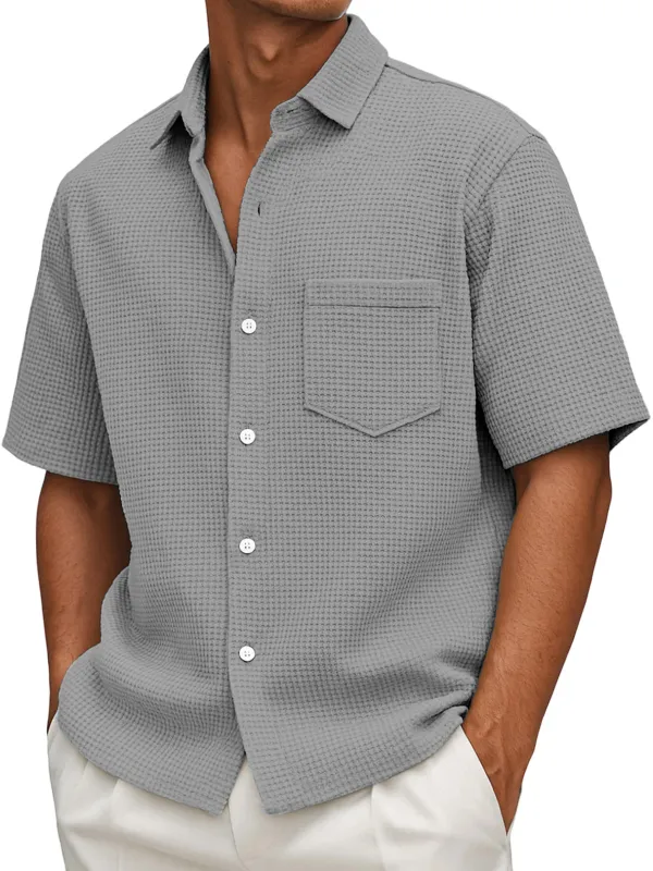 Everyday Textured Knit Button Front Shirt