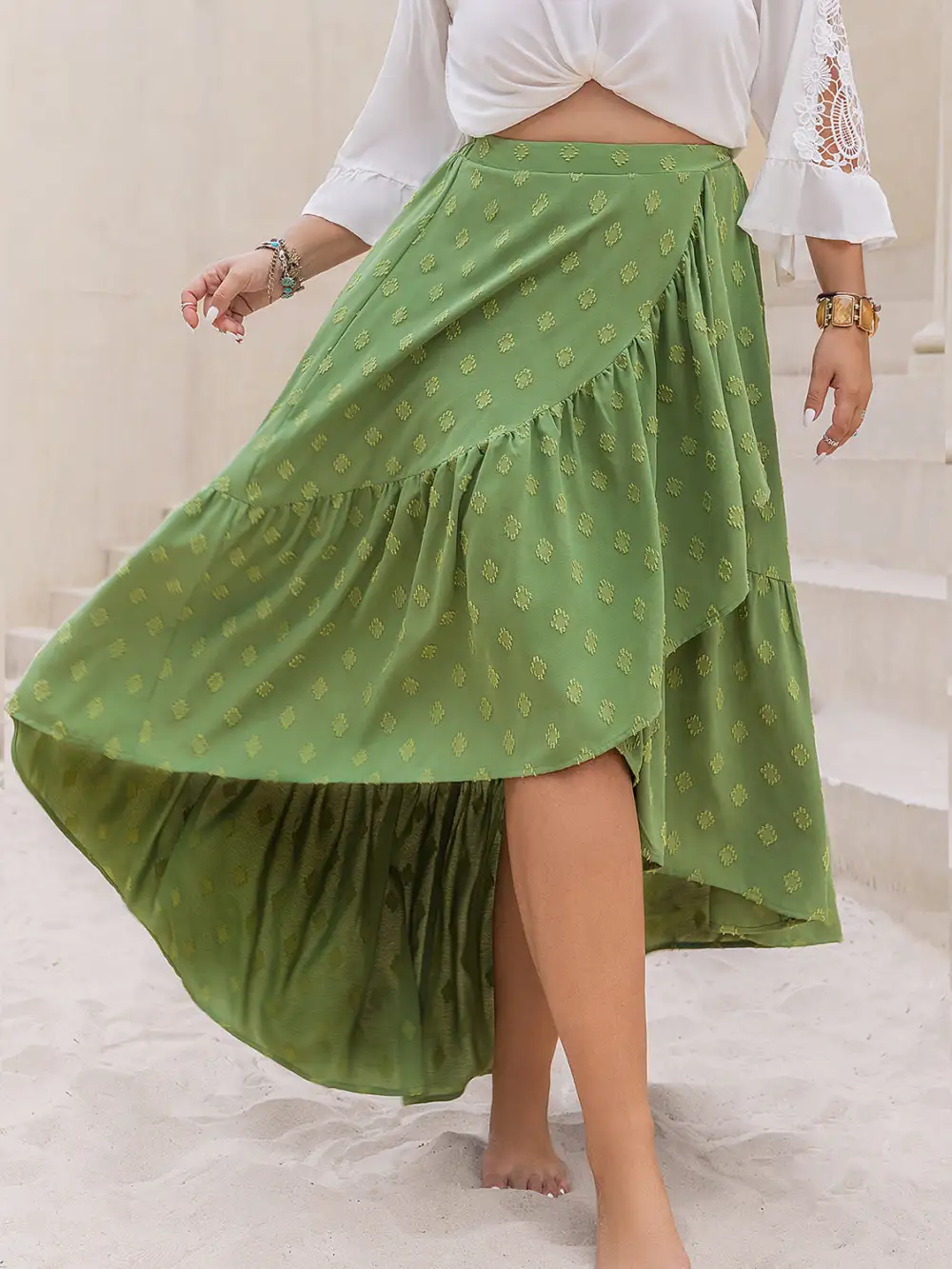 Ruffle Trim Low Skirt