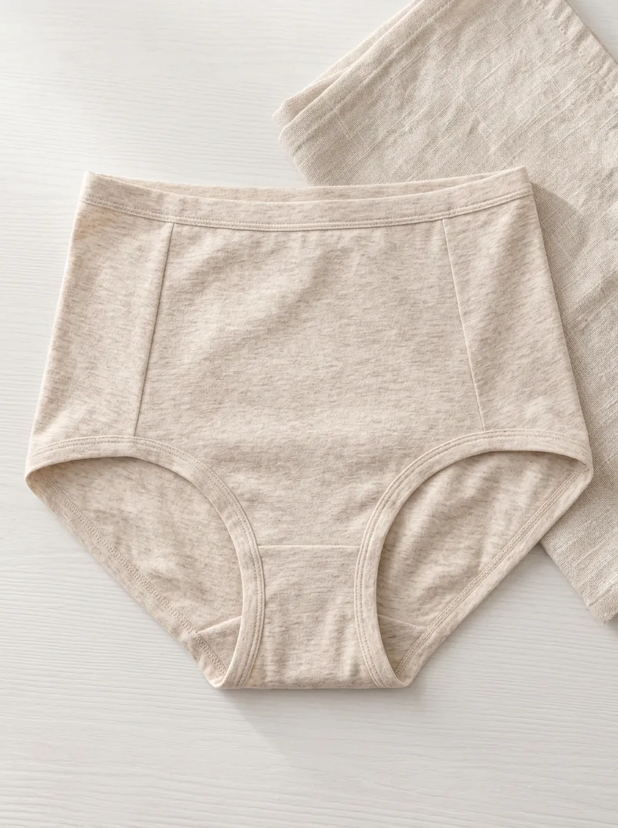Women's High-Waisted Beige Heather Cotton Printed Panties