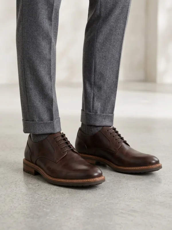 Men's Classic Business Brown Leather Oxford Shoes