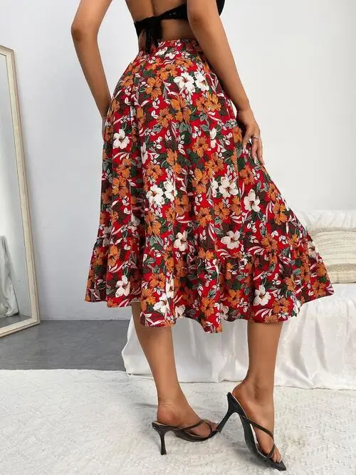 Ruffled Midi Skirt