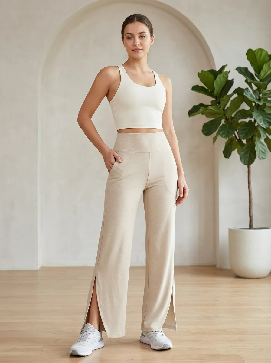 Women's Flowing Motion Wide Leg Side Slit Athletic Pants