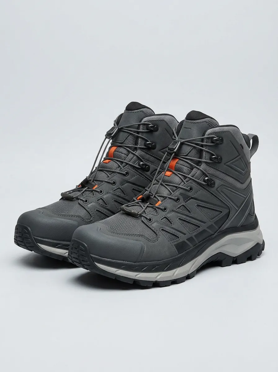Men's Outdoor Hiking Grey Orange Printed Trekking Boots