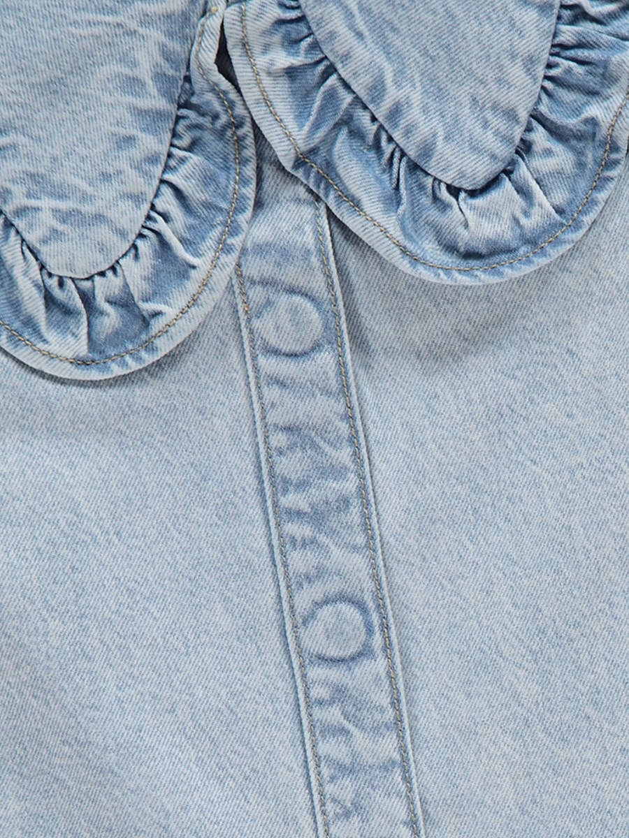 Light Wash Frill Collar Denim Sleeveless Dress detail 2