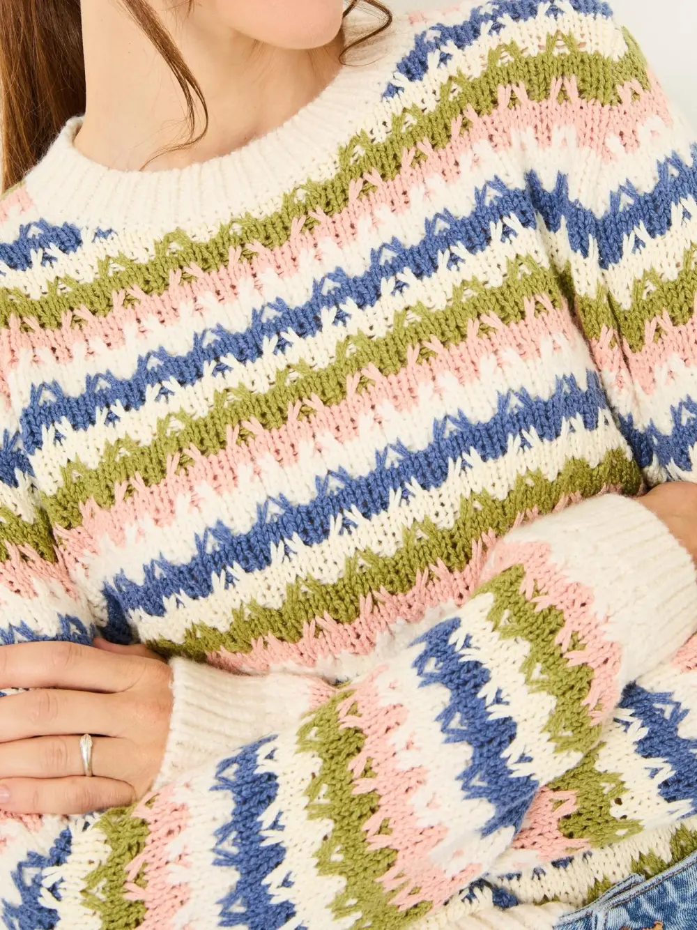 Color Stripes Knitted Pattern Jumper