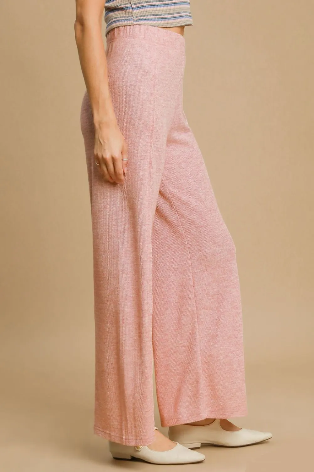 Elastic Waist Wide Leg Knit Pants