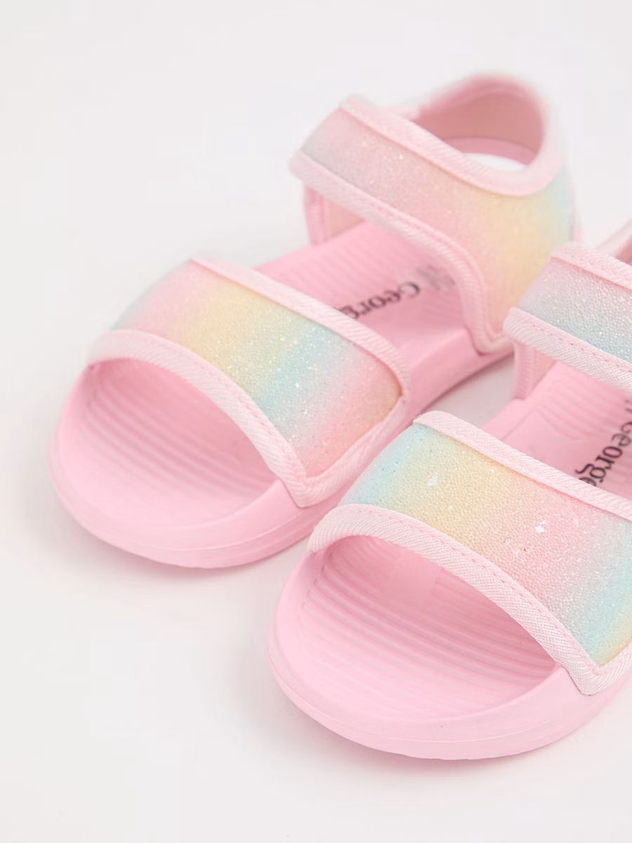 Pink Rainbow Glitter Sandals detail 1