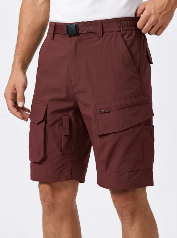 Men's Multi-Pocket Zip-Pocket Flap-Pocket Cargo Shorts