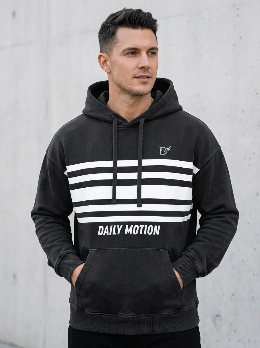 Men's Daily Motion Striped Graphic Print Hoodie