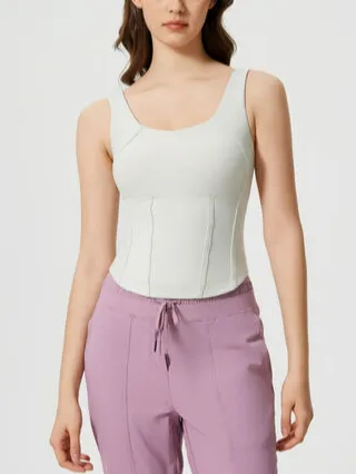 Round-Neck Wide-Strap Removable-Pad  Tank Top