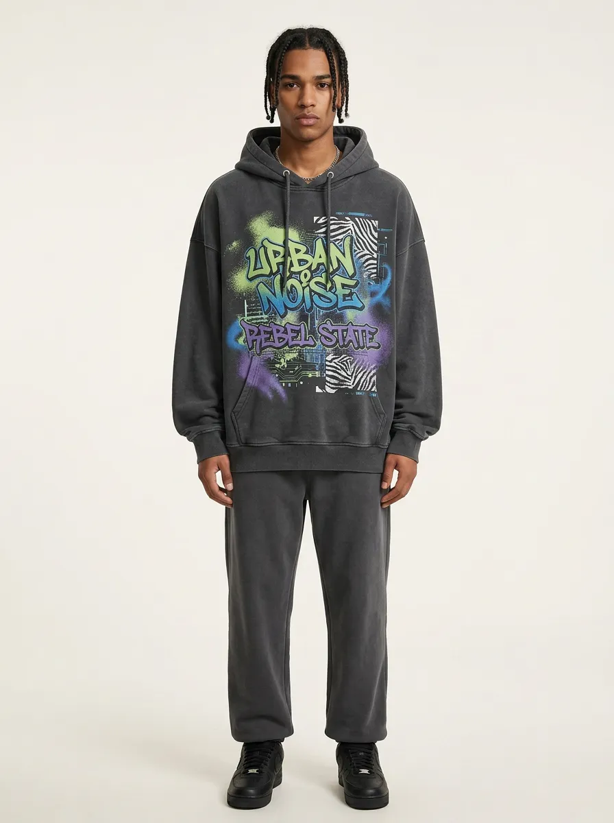 Unisex Urban Streetwear Graffiti Zebra Hoodie