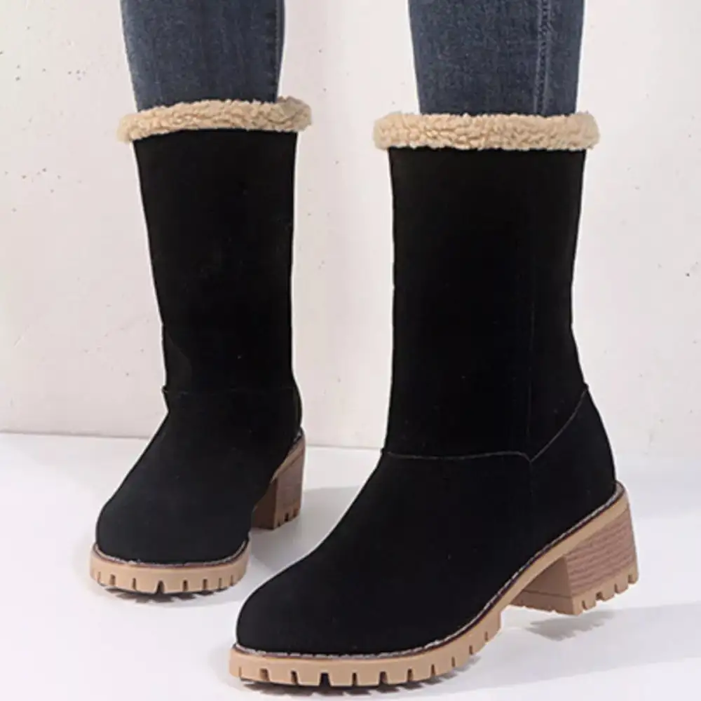 Refined Round Toe Block Heel Boots