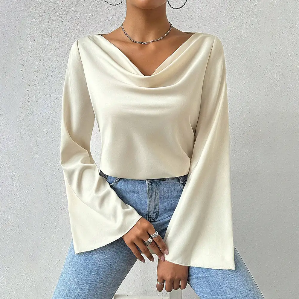 Easy Elegance Satin Flowing Blouse