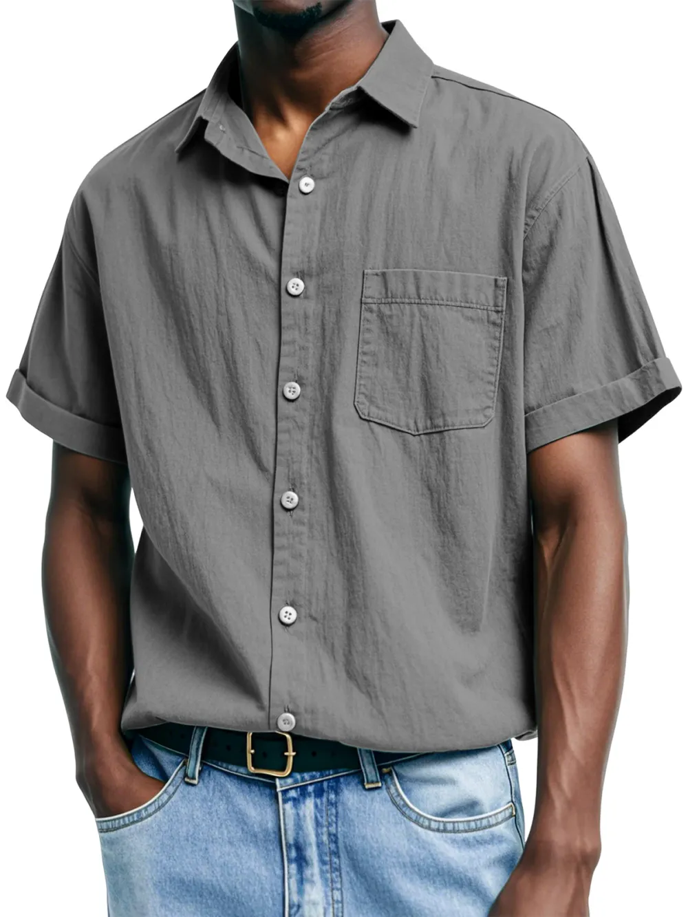 Short Sleeve Open Collar Shirt