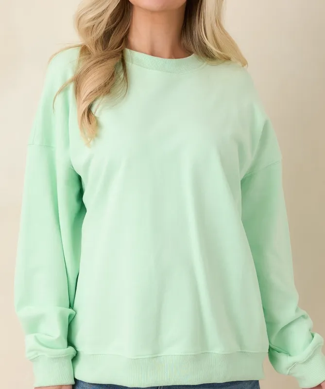 Mint Green Graphic Crewneck Sweatshirt