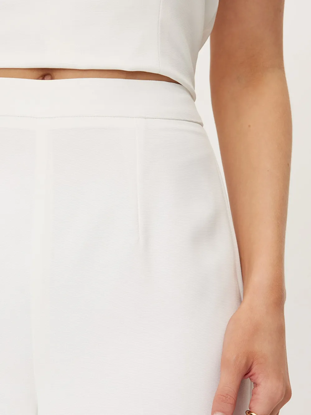 White High-Waisted Wide-Leg Pants