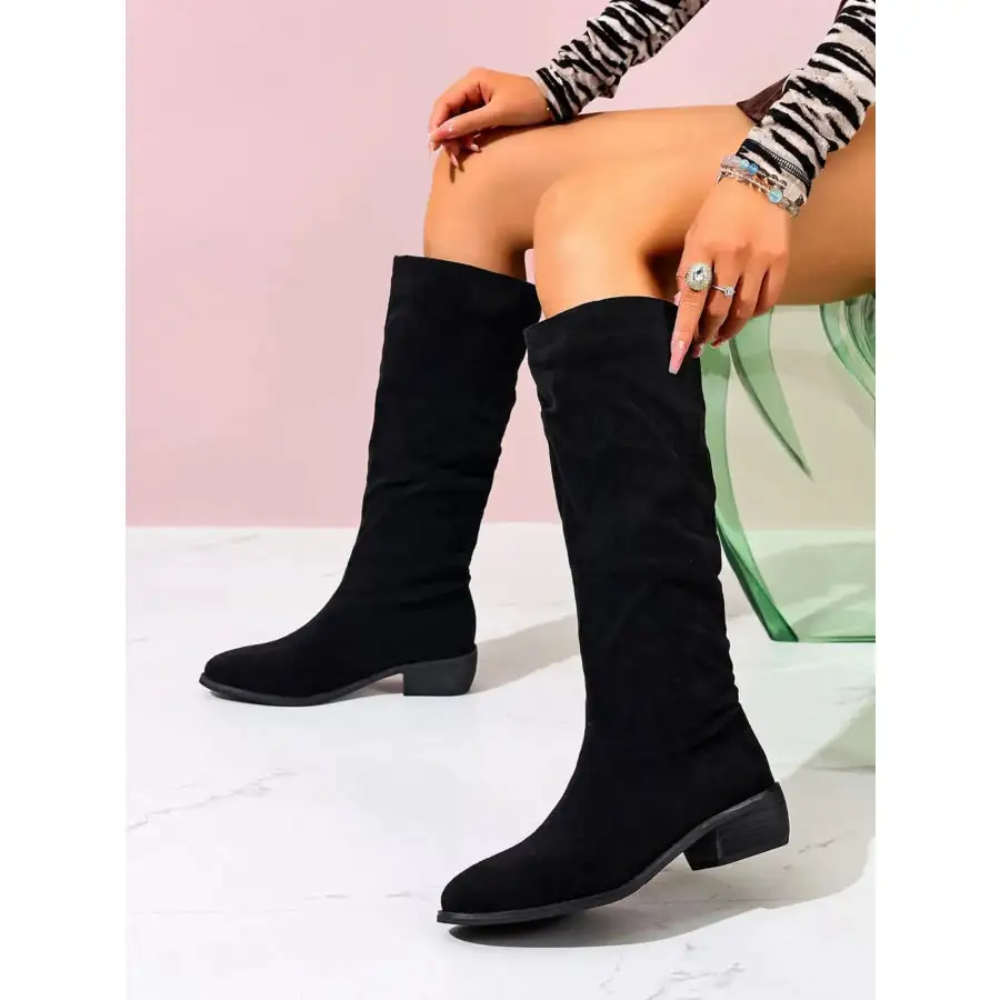 Chic Point Toe Block Heels Boots