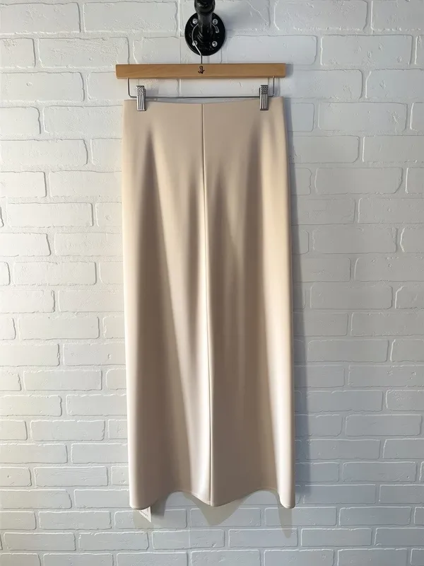 Satin High Waist Slit Skirt