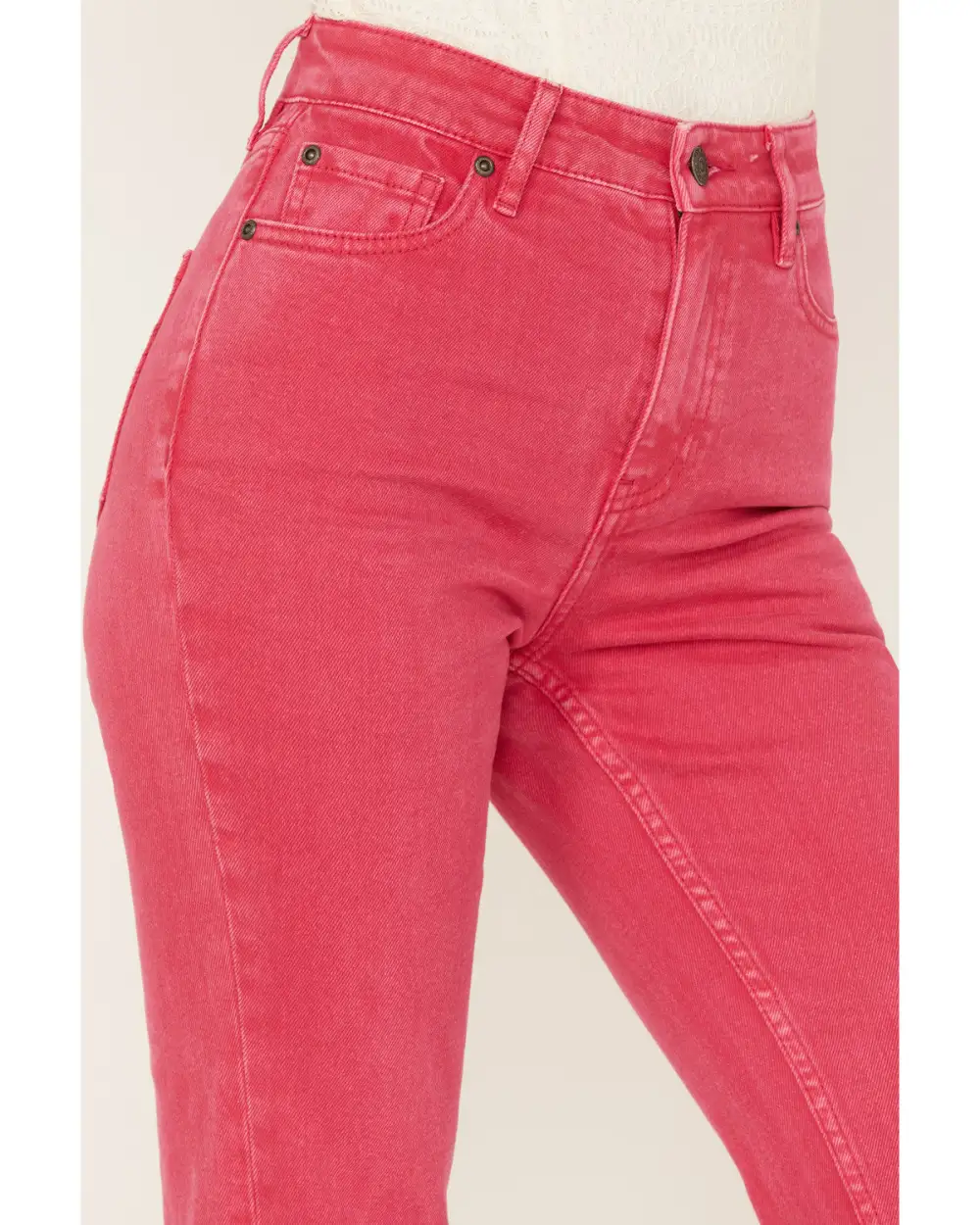 High Rise Flare Cropped Embroidered Jeans