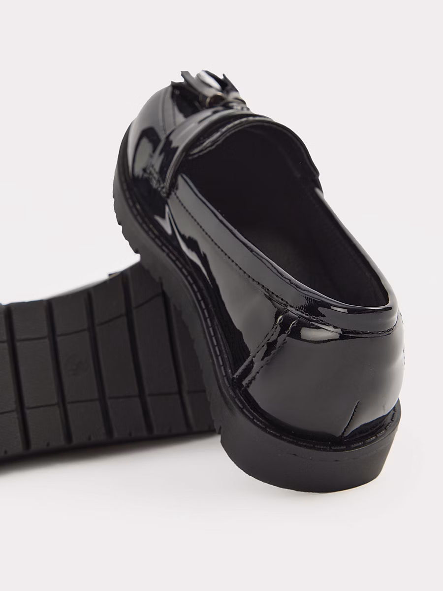 Black Patent Tassel Loafer School Shoes detail 1