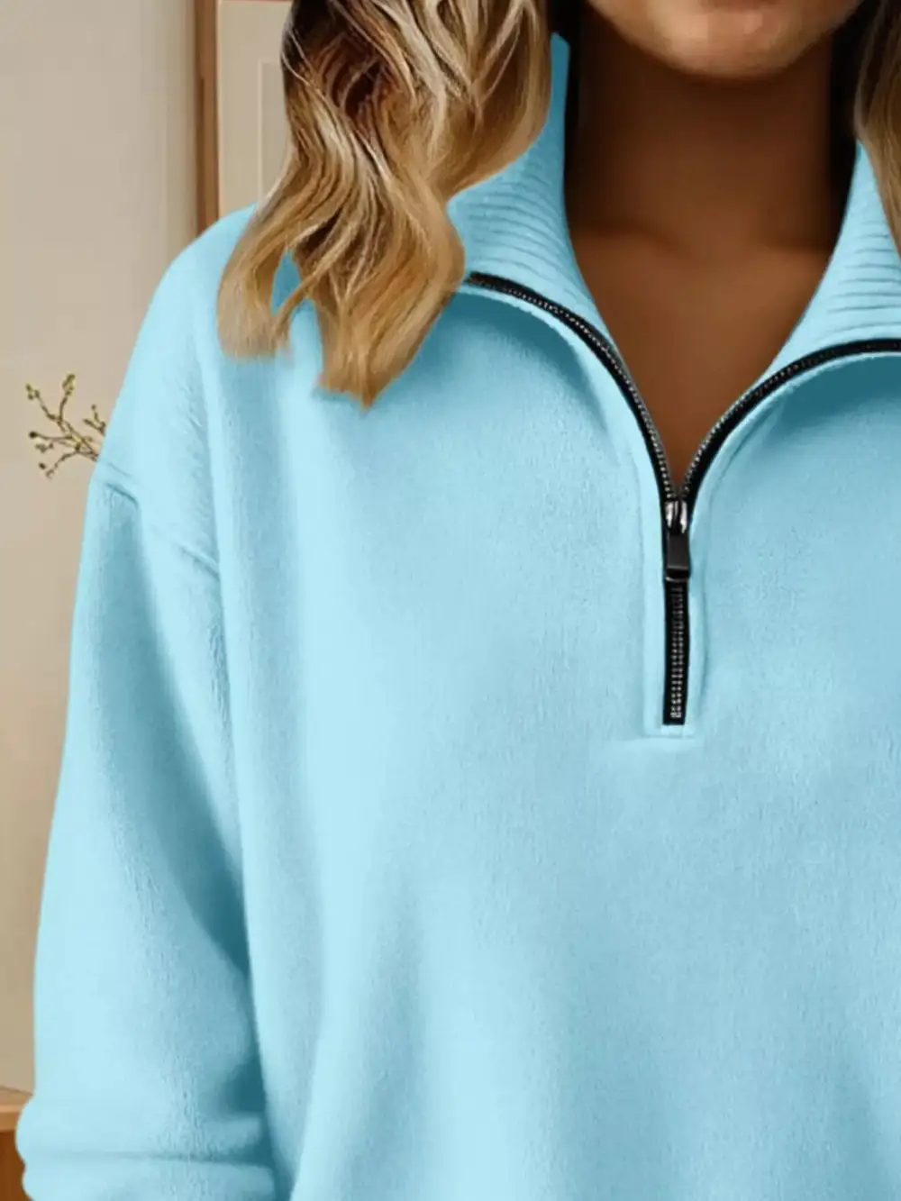 Half-Zip Drop Shoulder Sweater