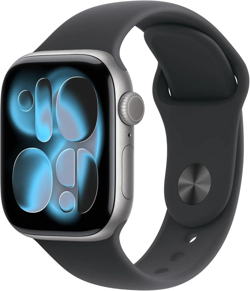 Apple Watch Series 11 [GPS 42mm] Smartwatch with Jet Black Aluminum Case with Black Sport Band - S/M. Sleep Score, Fitness Tracker, Health Monitoring, Always-On Display, Water Resistant