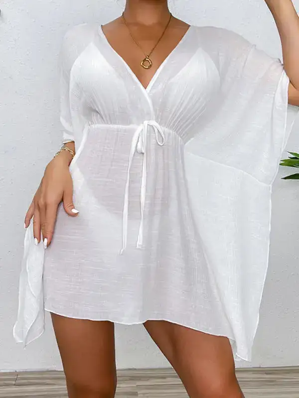 Drop Shoulder Loose Clean Swim Cover Up