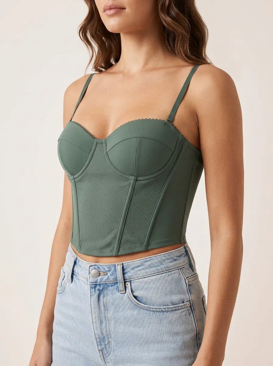 Classic Button-Front Women's Corset Top