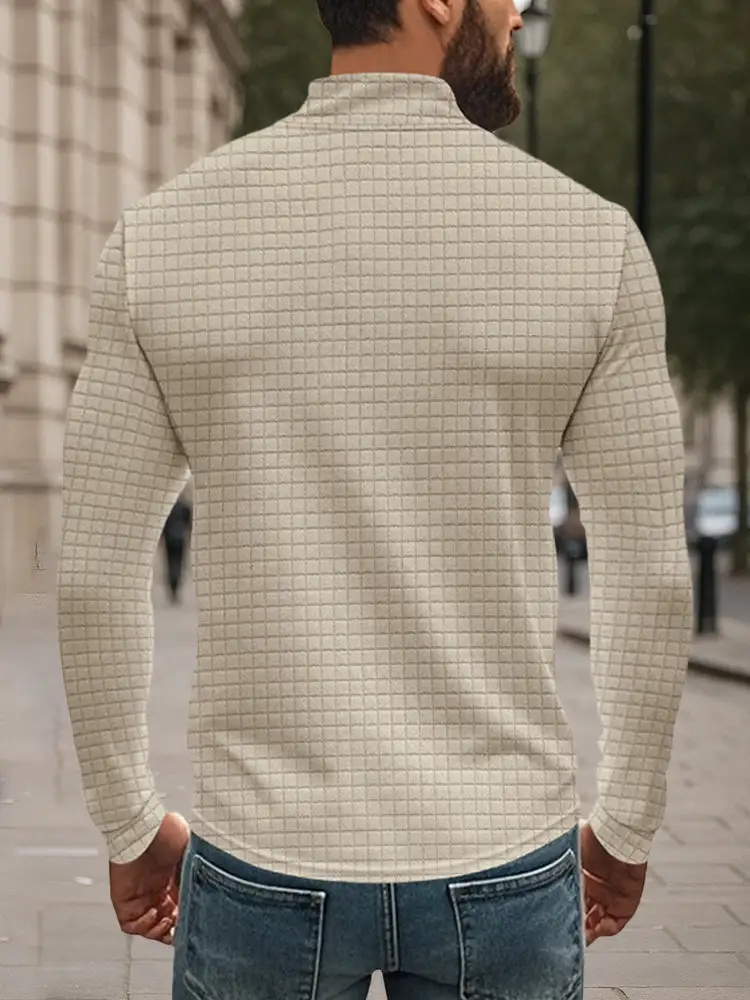 Casual Checkered Stand Collar Sweatshirt Hoodie