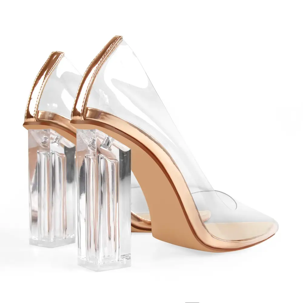 Modern Pointed Toe Transparent Heel Pumps