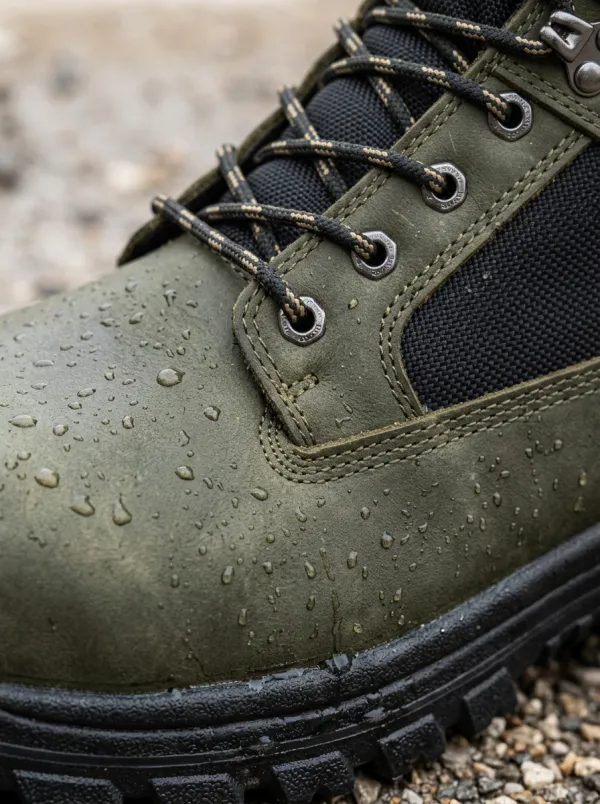 Men's Waterproof Tactical Work Boots with Olive Green Printed Detail